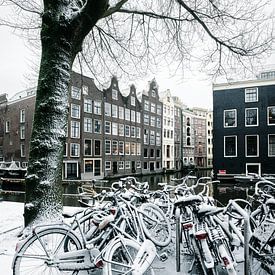 Radfahren im Schnee in Amsterdam von Thijs Friederich