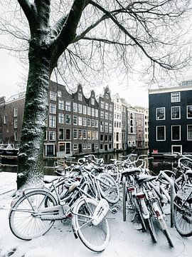 Radfahren im Schnee in Amsterdam