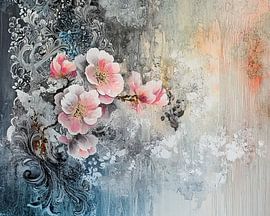 Blossom painting | Soft Pink Blossoms and Ornaments by ARTEO Paintings