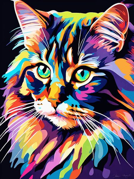 Norwegische Waldkatze Pop Art von MIROKKU