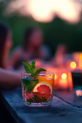 Verfrissende cocktail bij zonsondergang