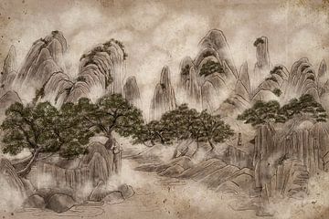 Taoïstisch landschap - Deel 1 - De Rivier | Binlarto, Indonesië van Buzzles Gallery
