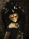 Die maskierte Frau in Schwarz von Babette van den Berg Miniaturansicht