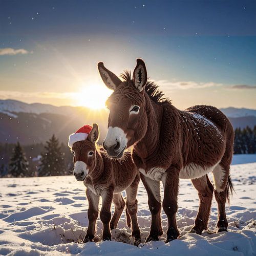 Des ânes dans la neige...