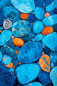 Blaue Steine mit Orangeakzenten von Poster Art Shop