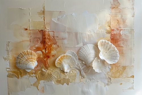 Zand en Schelpen – Neutrale Abstracte Wandkunst