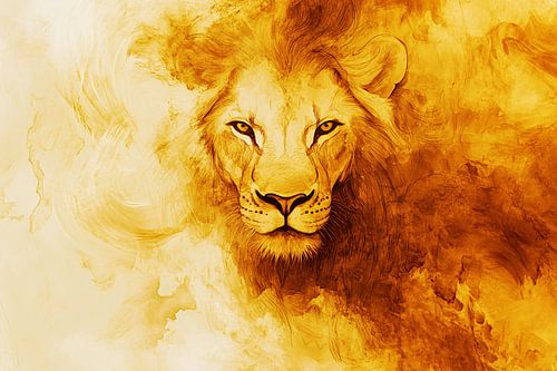 Elegante abstracte leeuw schilderij