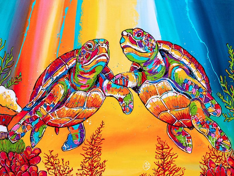 Onderwater Ontmoeting van Happy Paintings / Renata Rolefes