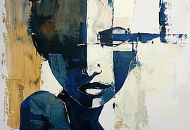 Vrouw Gezicht | Abstract Portret Vrouw van Blikvanger Schilderijen