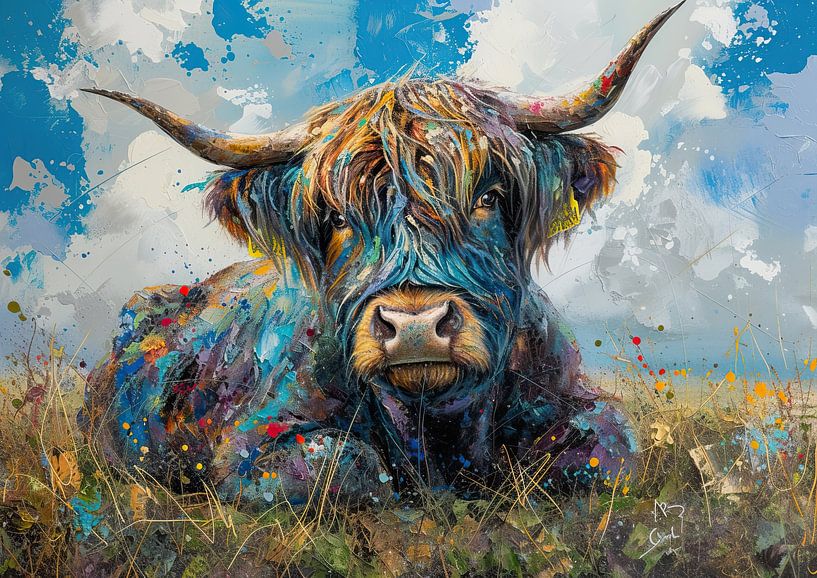 Scottish Highlander abstract painting by Eye catching paintings