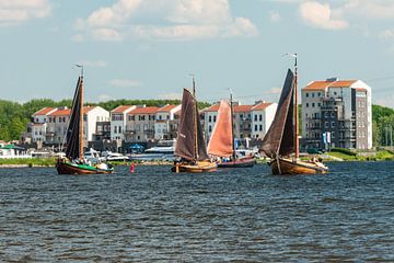 Botters voor de kust bij Spakenburg.