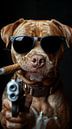 Pitbull with gun standing panorama by TheXclusive Art thumbnail
