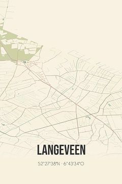 Vintage landkaart van Langeveen (Overijssel) van MijnStadsPoster