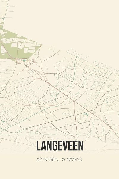 Carte ancienne de Langeveen (Overijssel) par Affiches de lieux