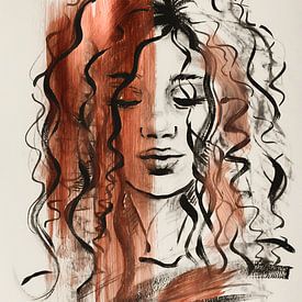 Portret met brons verf van Emiel de Lange