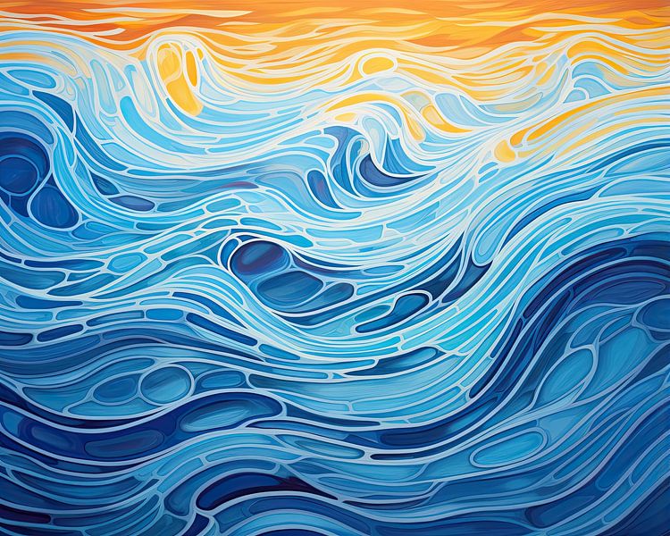 Abstracte zee van Abstract Schilderij
