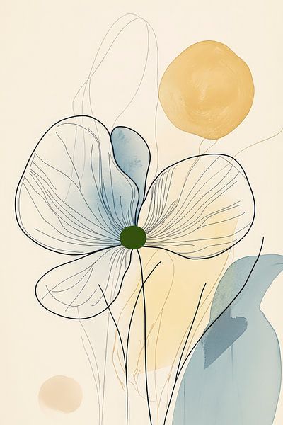 Delicate linear flower with soft colours by Poster Art Shop