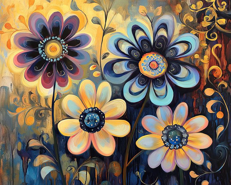 Peinture abstraite de la danse des fleurs par Art Merveilleux