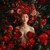 Magical Woman Fused with A Sea of Red Roses by Glitzy Fusion Frames