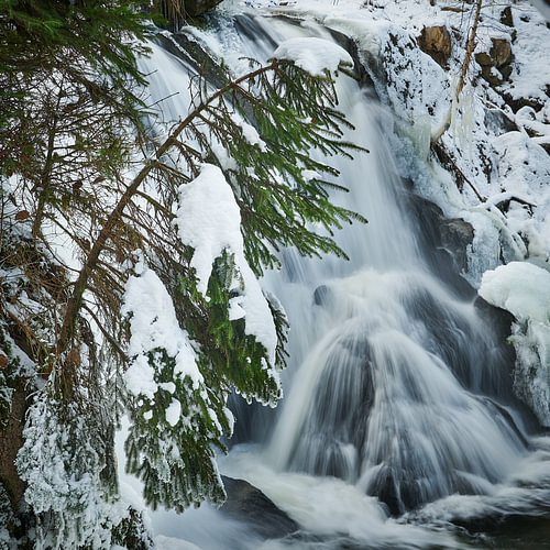 Triberg Waterfall in Winter Detail