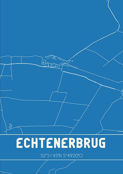 Blaupause | Karte | Echtenerbrug (Fryslan) von Ortsdrucke