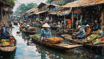 Drijvende Markt in Vietnam
