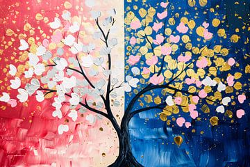 Kleurrijk abstract schilderij van een boom van Art & Soul Creations