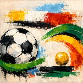 Abstracte voetbalenergie in krachtige kleuren van ButterflyPix