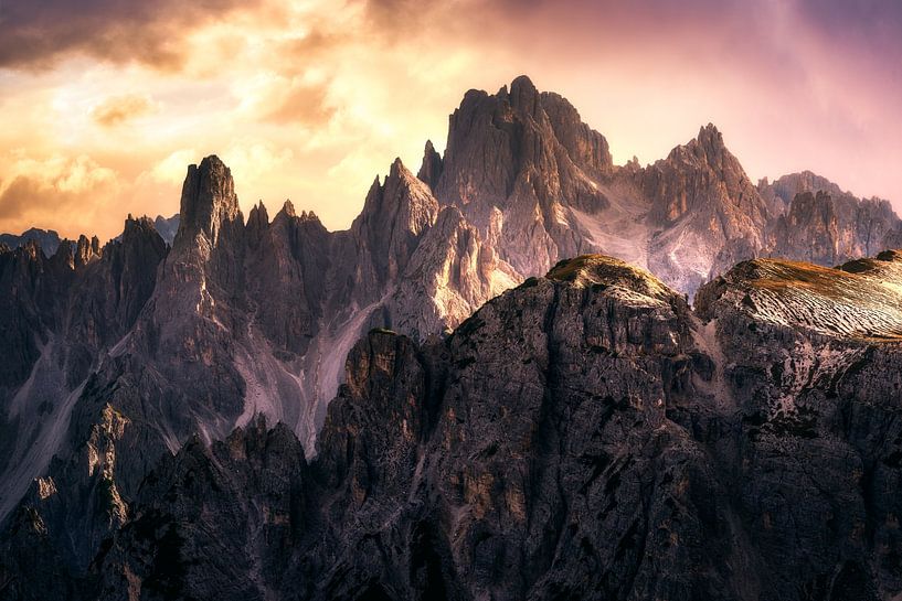 Golden evening light at the Cadini di Misurina in the Dolomites by Daniel Gastager