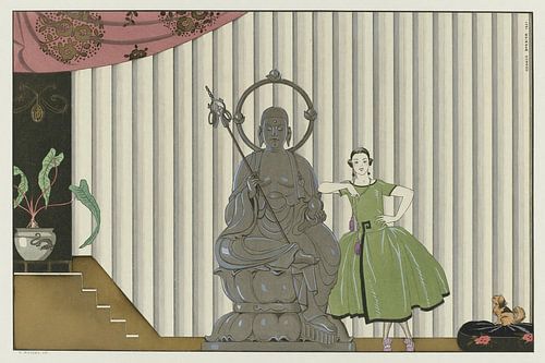 George Barbier - Mademoiselle Spinelly chez elle (1921)