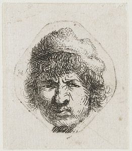 Selbstporträt, sieht verstohlen aus, Rembrandt van Rijn