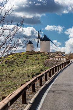 Don Quixote windmills landscape in Spain.
