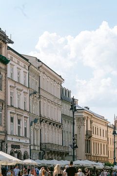 Pastelkleurige huizen Krakau, Polen van Suzanne Spijkers