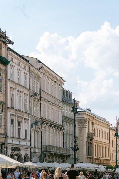 Pastellfarbene Häuser Krakau, Polen von Suzanne Spijkers