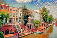 Abstract Schilderij Utrecht Oudegracht met Werfkelders