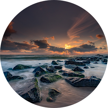 Texel pier strand paal 30 Long Exposure Zonsondergang van Texel360Fotografie Richard Heerschap