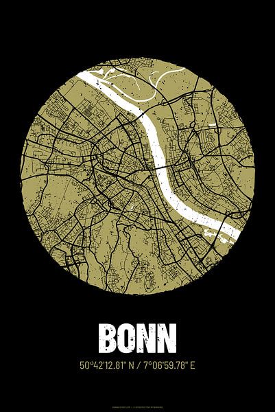 Bonn - Conception d'un plan de ville Plan de ville (Grunge) par ViaMapia