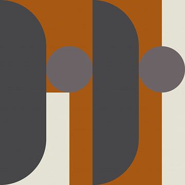 Abstrakter geometrischer Retro-Stil in Dunkelgold, Taupe, Grau VI von Dina Dankers