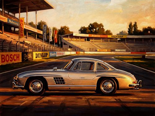 Mercedes-Benz 300 SL Gullwing Race Track Art by Jan Keteleer
