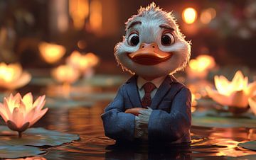 Die Dapper Duck in einem Lotusparadies