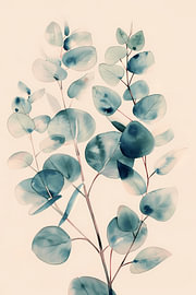 Botanical Serenity: Tere eucalyptustakjes in pasteltinten van Dave Schloffi