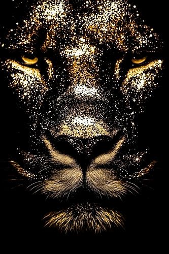 Gouden leeuw met sprankeling