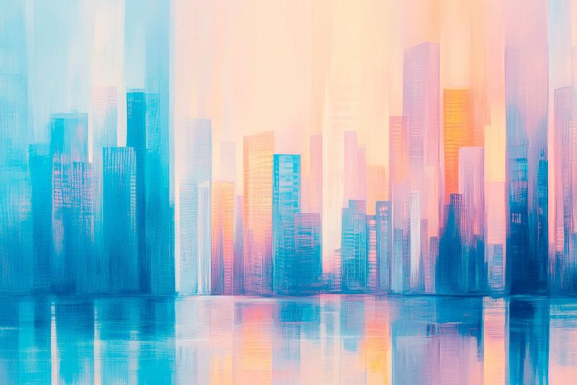 Futuristisch stadslandschap in het ochtendlicht van Poster Art Shop