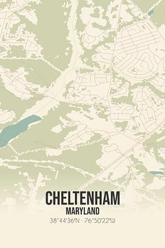 Vintage landkaart van Cheltenham (Maryland), USA. van MijnStadsPoster