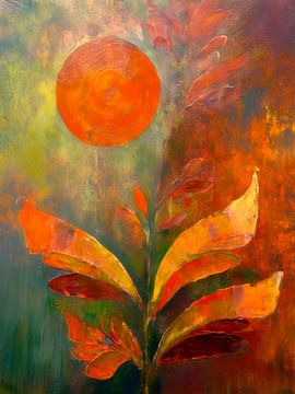 Abstrakte farbenfrohe botanische Kunst: Warme Erdtöne 2