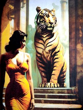 Woman Tiger Elegance Wildness Mysticism Architecture by gm_designs