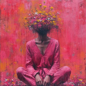 Woman Pink Flower by Art Whims