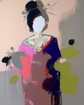 Abstract portret "Geisha" van Carla Van Iersel