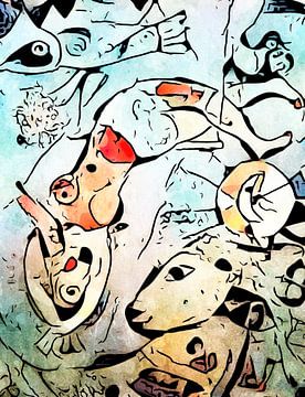 Miro ontmoet Chagall (Blauw Circus) van zam art