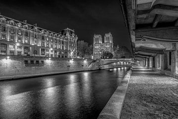 Noir-Blanc : la Seine avec Notre-Dame sur Rene Siebring